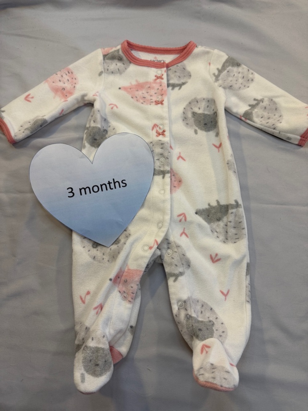 Carter's - Adorable Hedgehog Fleece Footie/Sleeper in Pink and White